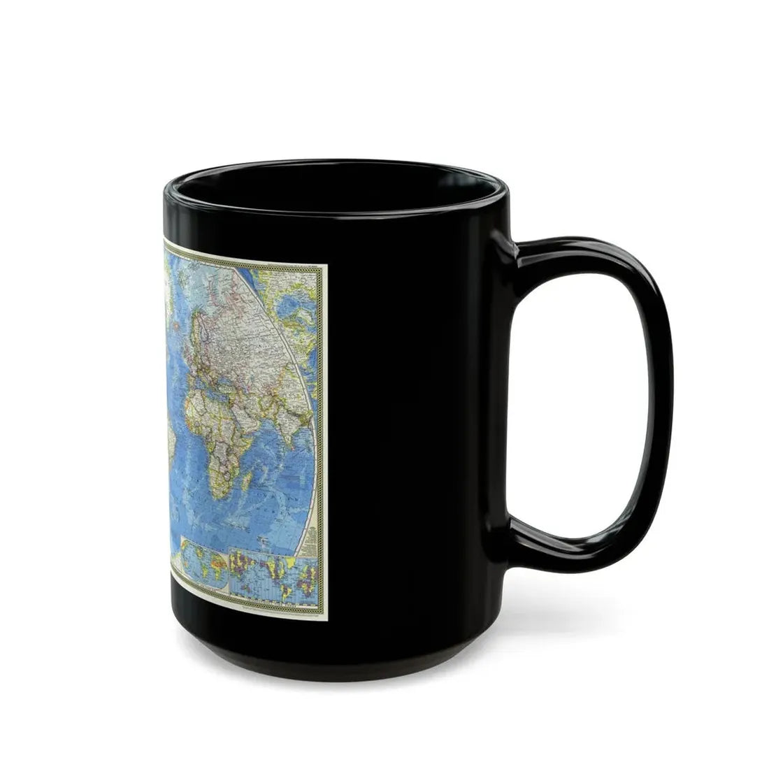 World Map (1970) (Map) Black Coffee Mug - Go Mug Yourself