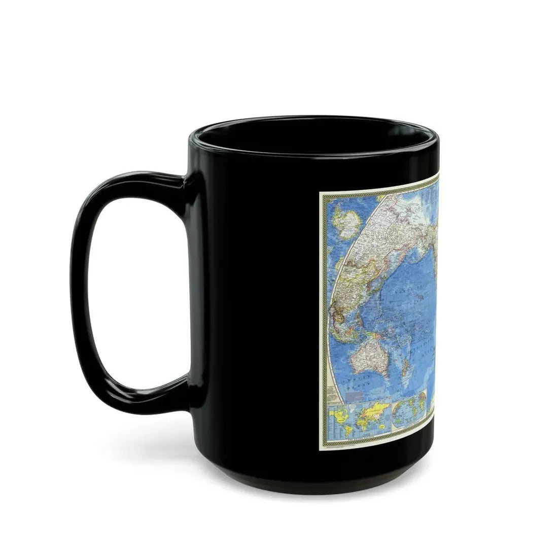 World Map (1970) (Map) Black Coffee Mug - Go Mug Yourself