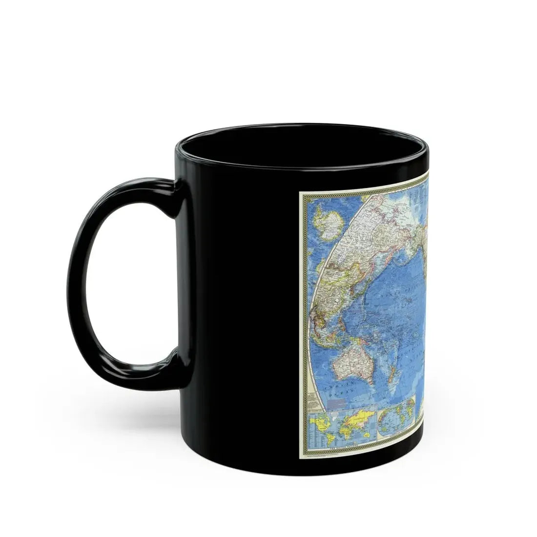 World Map (1970) (Map) Black Coffee Mug - Go Mug Yourself