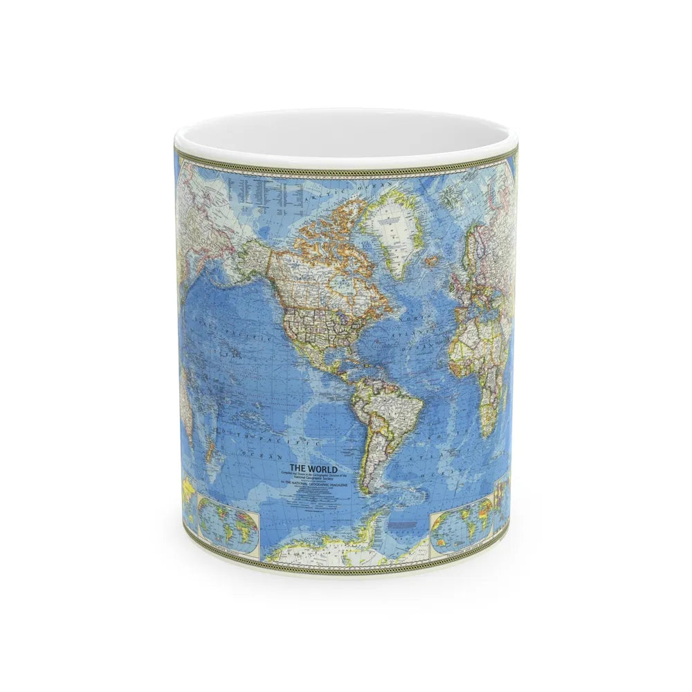 World Map (1970) (Map) White Coffee Mug-11oz-Go Mug Yourself