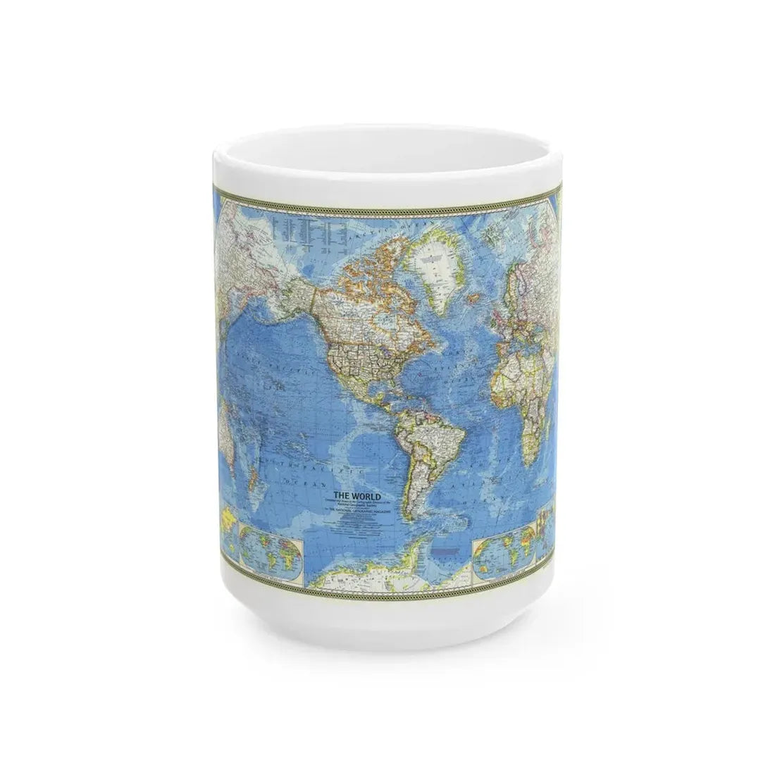 World Map (1970) (Map) White Coffee Mug 15oz - Go Mug Yourself