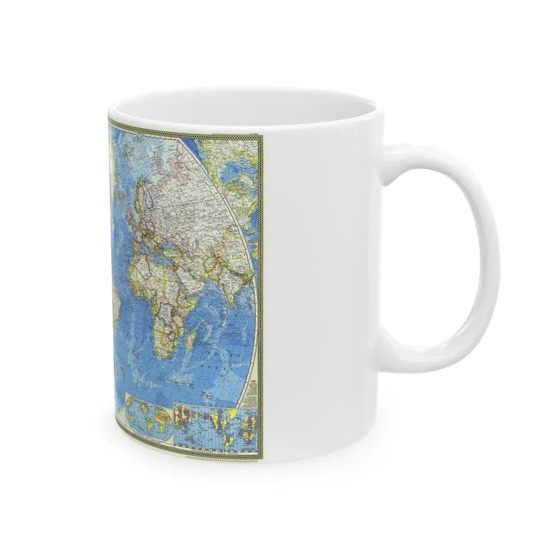 World Map (1970) (Map) White Coffee Mug - Go Mug Yourself