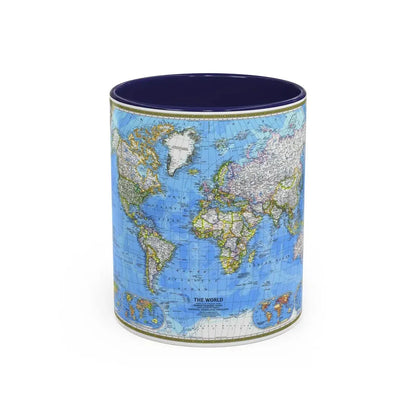 World Map (1981) (Map) Accent Coffee Mug 11oz Navy - Go Mug Yourself