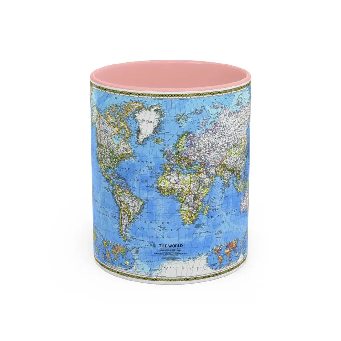 World Map (1981) (Map) Accent Coffee Mug 11oz Pink - Go Mug Yourself