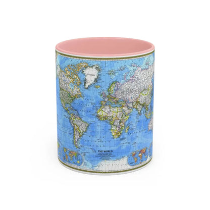 World Map (1981) (Map) Accent Coffee Mug 11oz Pink - Go Mug Yourself