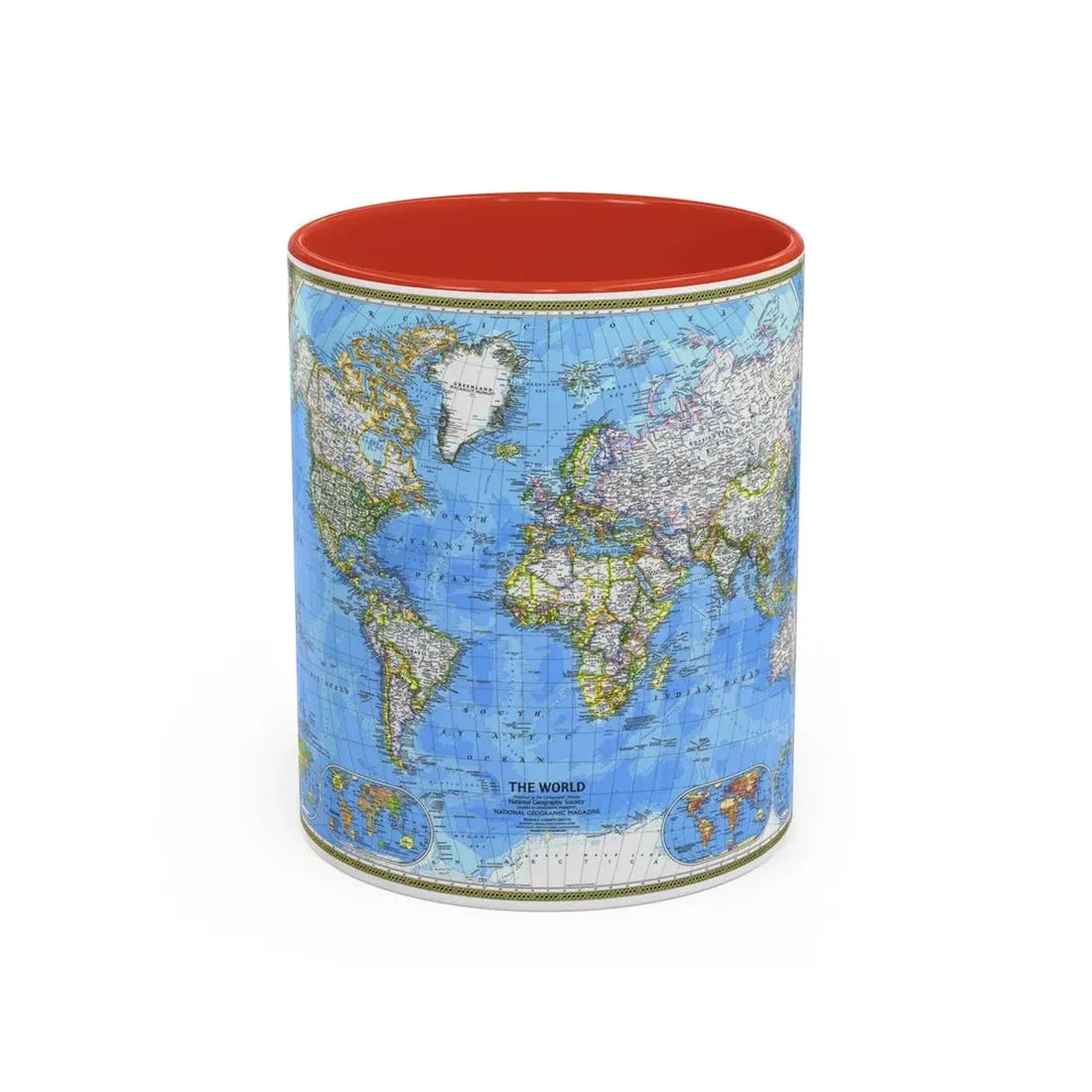 World Map (1981) (Map) Accent Coffee Mug 11oz Red - Go Mug Yourself