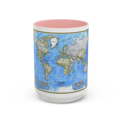 World Map (1981) (Map) Accent Coffee Mug-15oz-Pink-Go Mug Yourself