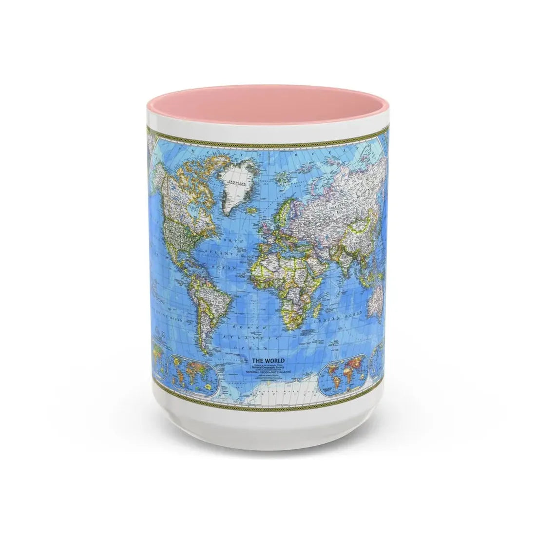 World Map (1981) (Map) Accent Coffee Mug 15oz Pink - Go Mug Yourself