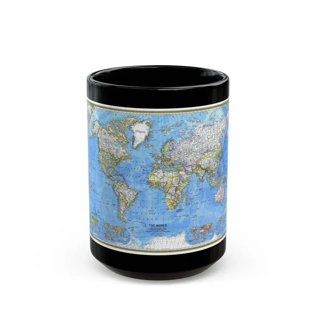 World Map (1981) (Map) Black Coffee Mug 15oz - Go Mug Yourself
