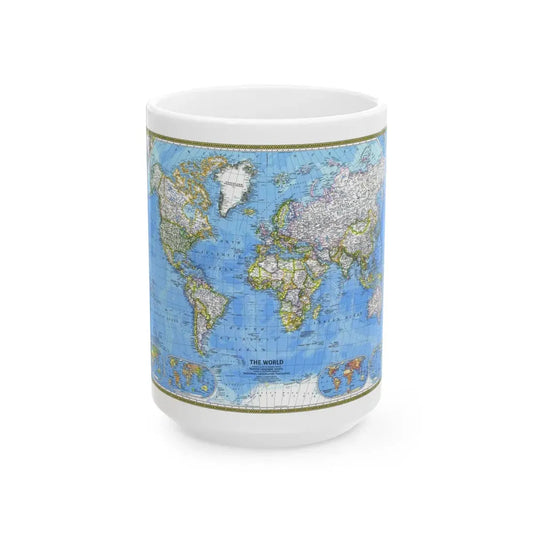 World Map (1981) (Map) White Coffee Mug 15oz - Go Mug Yourself