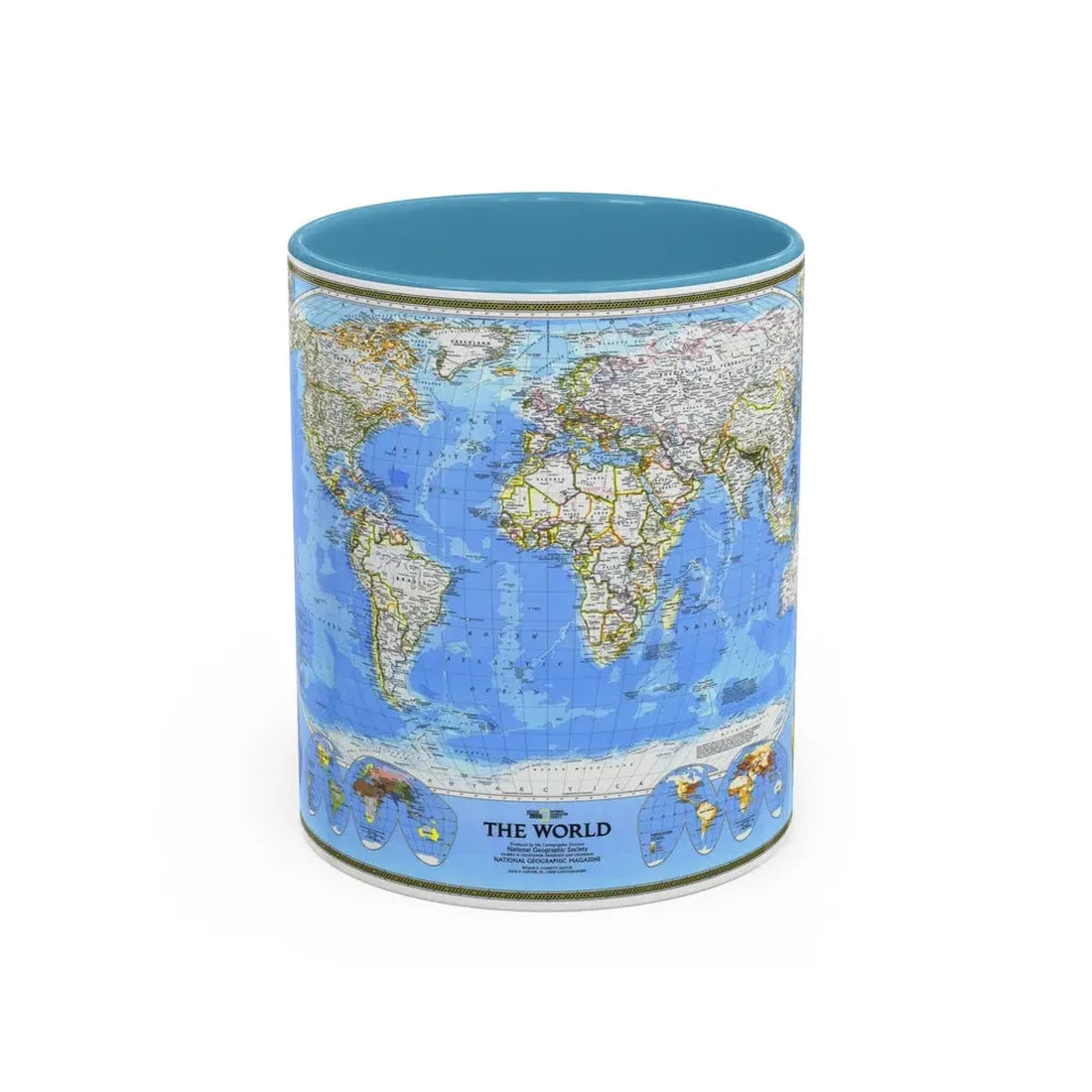 World Map (1988) (Map) Accent Coffee Mug 11oz Light Blue - Go Mug Yourself