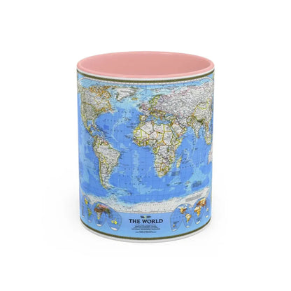 World Map (1988) (Map) Accent Coffee Mug 11oz Pink - Go Mug Yourself