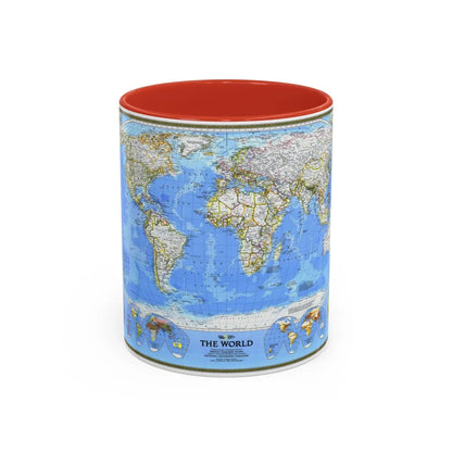 World Map (1988) (Map) Accent Coffee Mug-11oz-Red-Go Mug Yourself