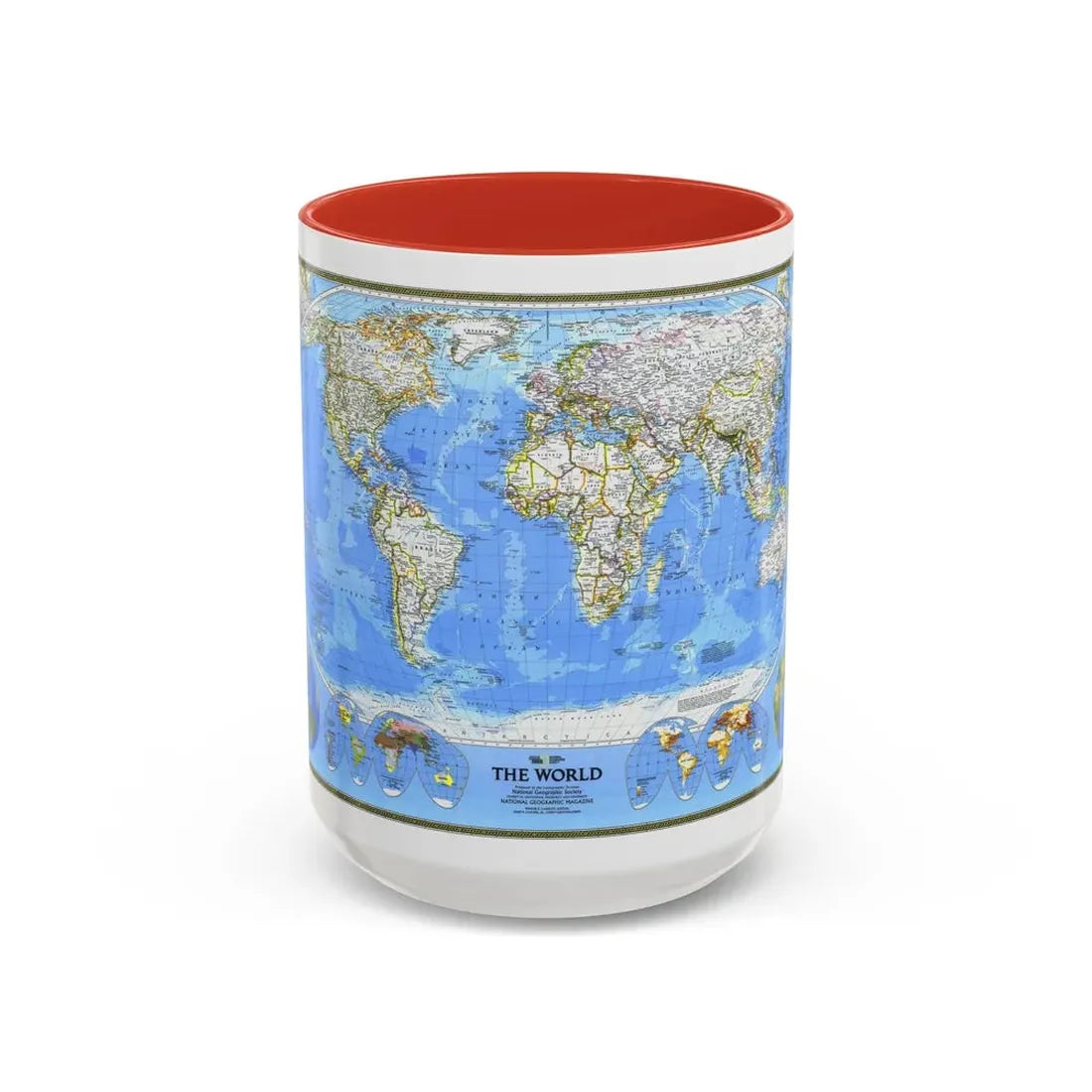 World Map (1988) (Map) Accent Coffee Mug 15oz Red - Go Mug Yourself