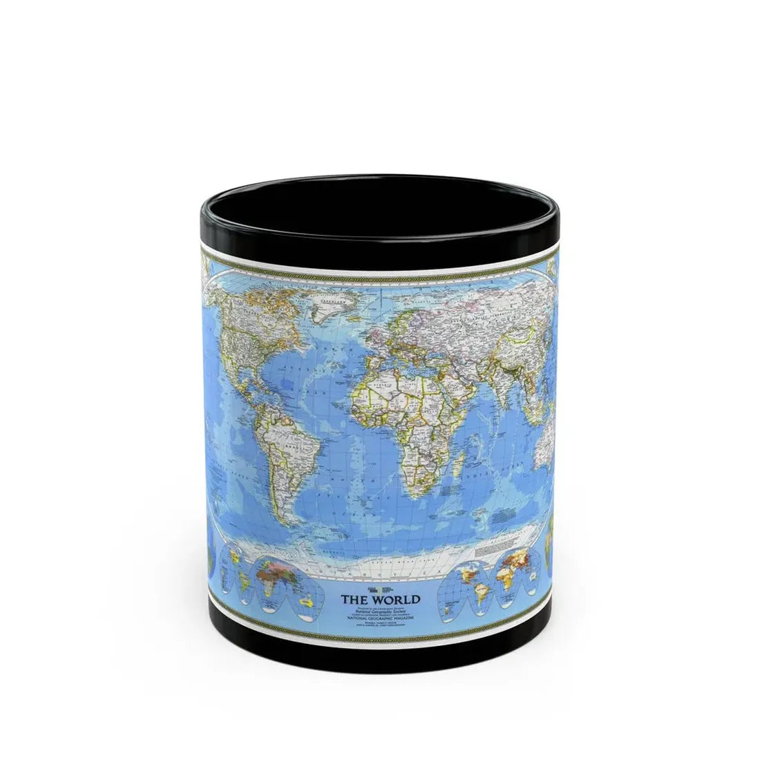 World Map (1988) (Map) Black Coffee Mug 11oz - Go Mug Yourself