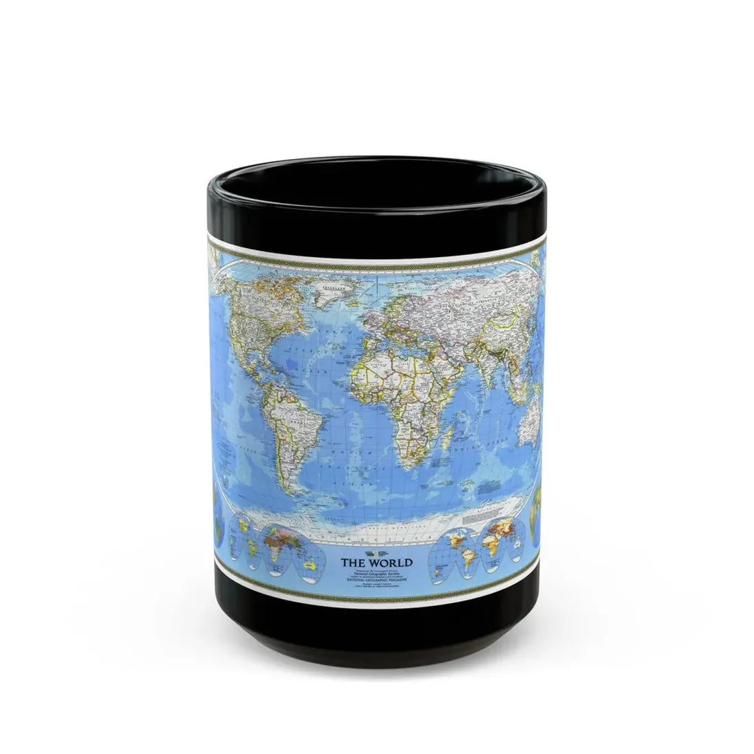 World Map (1988) (Map) Black Coffee Mug 15oz - Go Mug Yourself