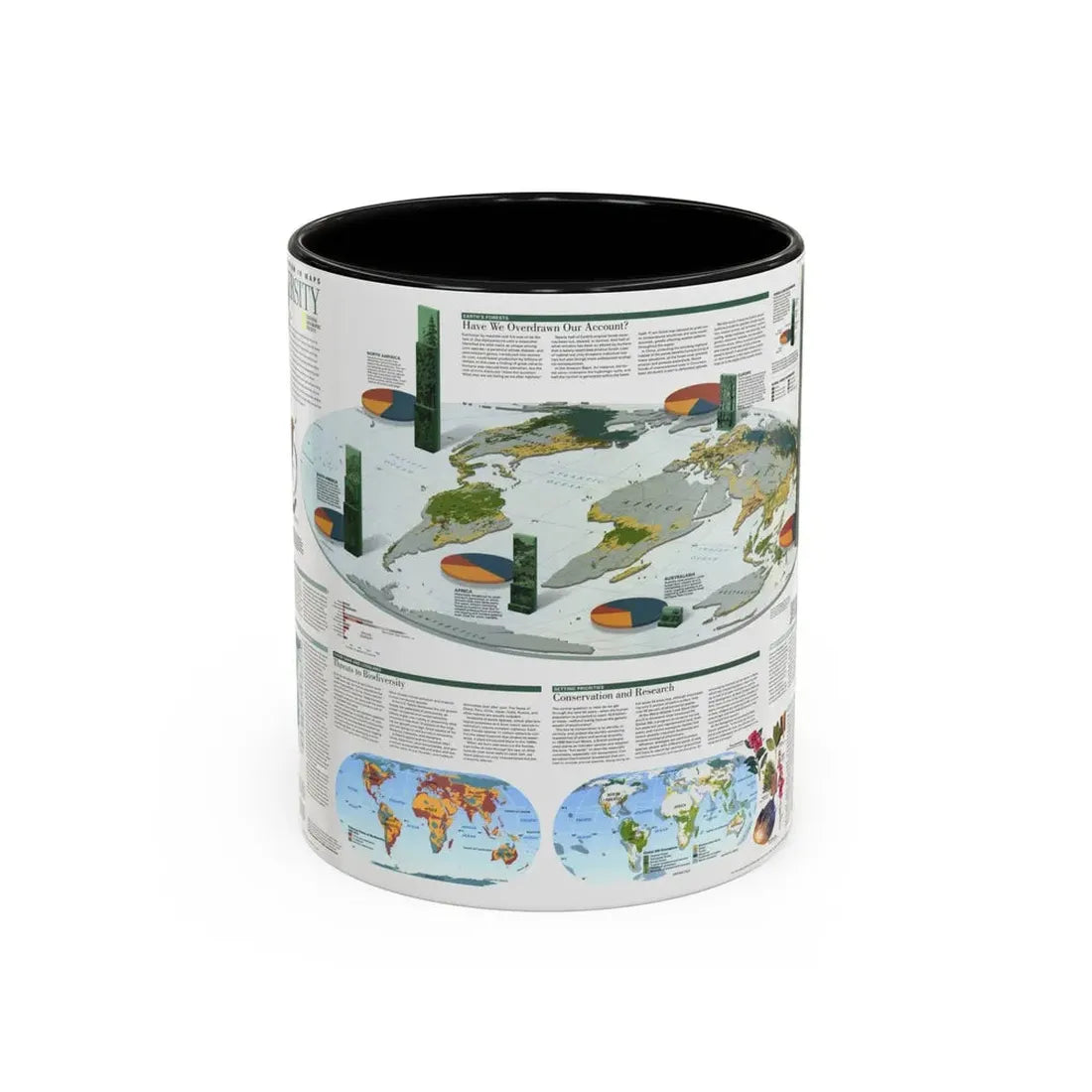 World Map - Biodiversity (1999) (Map) Accent Coffee Mug 11oz Black - Go Mug Yourself