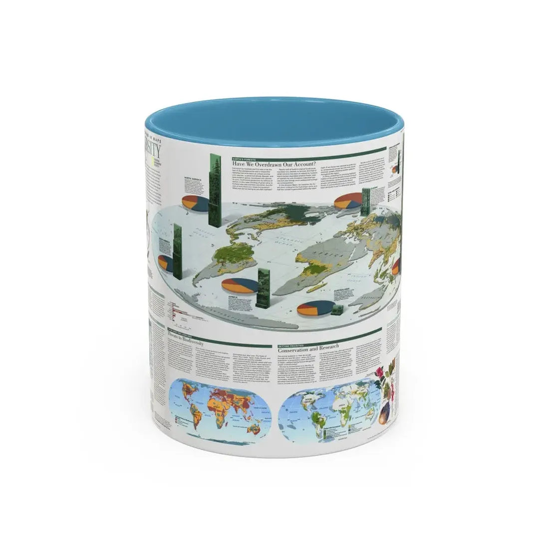 World Map - Biodiversity (1999) (Map) Accent Coffee Mug 11oz Light Blue - Go Mug Yourself