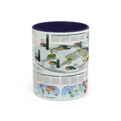 World Map - Biodiversity (1999) (Map) Accent Coffee Mug 11oz Navy - Go Mug Yourself
