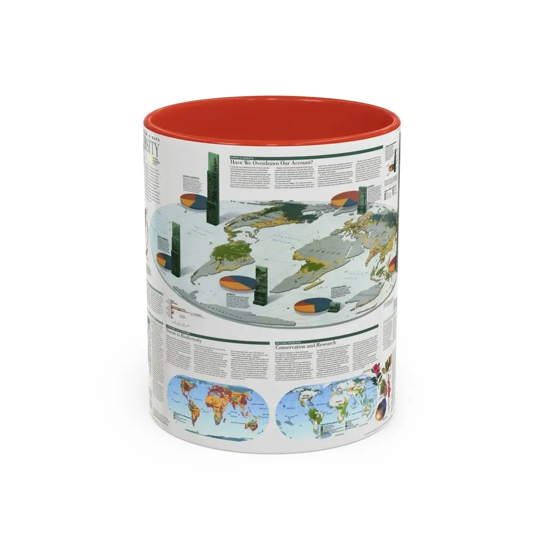 World Map - Biodiversity (1999) (Map) Accent Coffee Mug 11oz Red - Go Mug Yourself