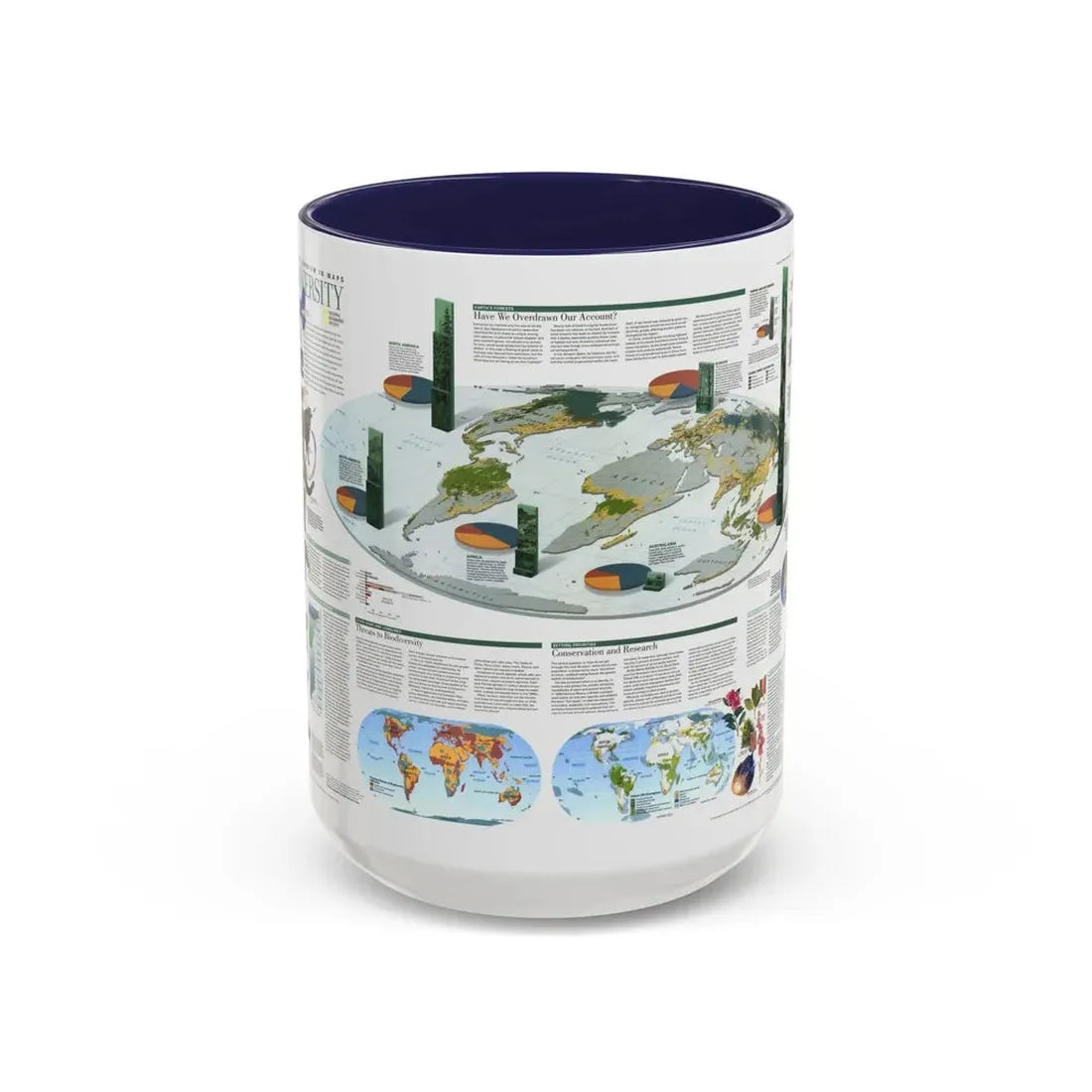 World Map - Biodiversity (1999) (Map) Accent Coffee Mug 15oz Navy - Go Mug Yourself