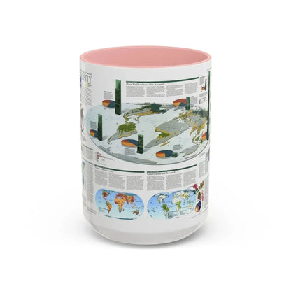World Map - Biodiversity (1999) (Map) Accent Coffee Mug 15oz Pink - Go Mug Yourself