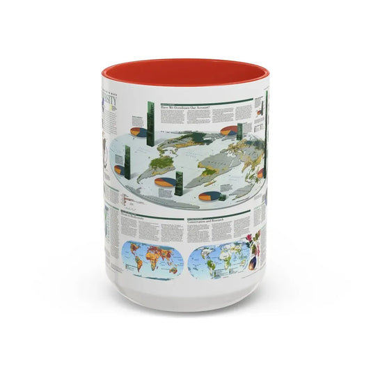 World Map - Biodiversity (1999) (Map) Accent Coffee Mug 15oz Red - Go Mug Yourself