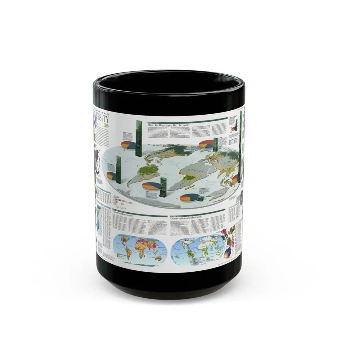 World Map - Biodiversity (1999) (Map) Black Coffee Mug 15oz - Go Mug Yourself