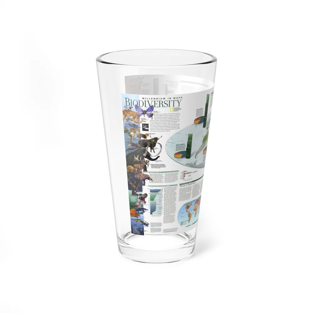 World Map - Biodiversity (1999) (Map) Pint Glass 16oz-Go Mug Yourself