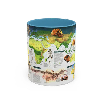 World Map - Dawn of Humans (1997) (Map) Accent Coffee Mug 11oz Light Blue - Go Mug Yourself