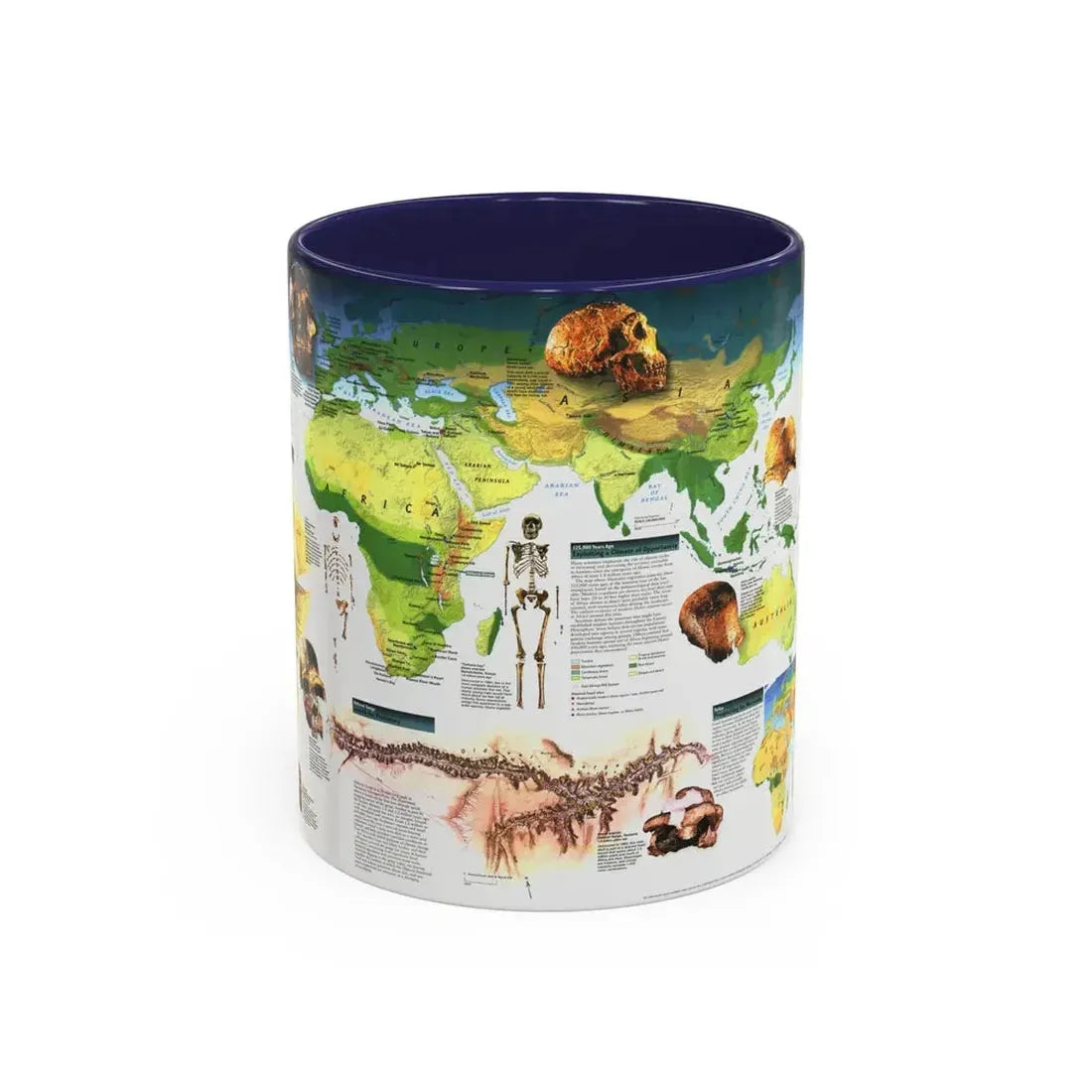 World Map - Dawn of Humans (1997) (Map) Accent Coffee Mug 11oz Navy - Go Mug Yourself