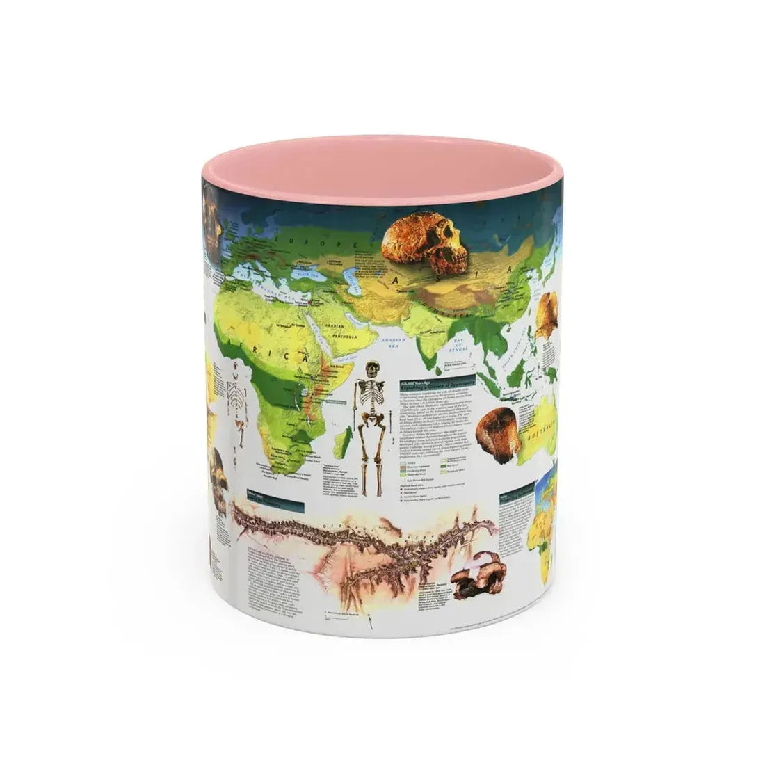World Map - Dawn of Humans (1997) (Map) Accent Coffee Mug 11oz Pink - Go Mug Yourself