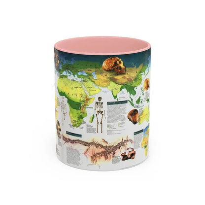 World Map - Dawn of Humans (1997) (Map) Accent Coffee Mug 11oz Pink - Go Mug Yourself