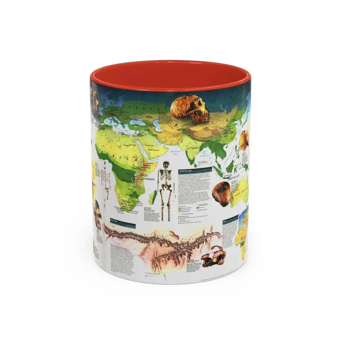 World Map - Dawn of Humans (1997) (Map) Accent Coffee Mug 11oz Red - Go Mug Yourself