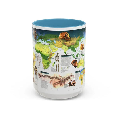 World Map - Dawn of Humans (1997) (Map) Accent Coffee Mug 15oz Light Blue - Go Mug Yourself