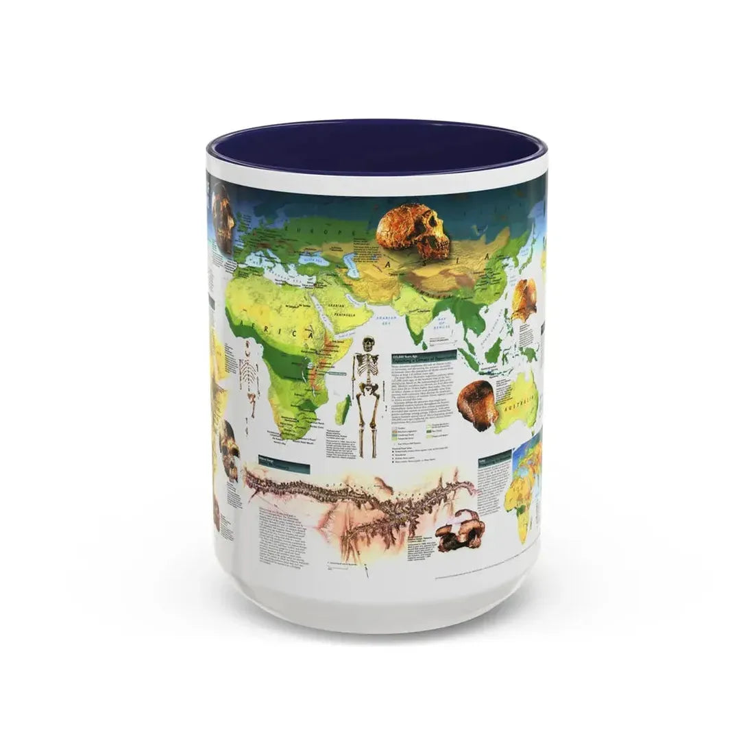 World Map - Dawn of Humans (1997) (Map) Accent Coffee Mug 15oz Navy - Go Mug Yourself