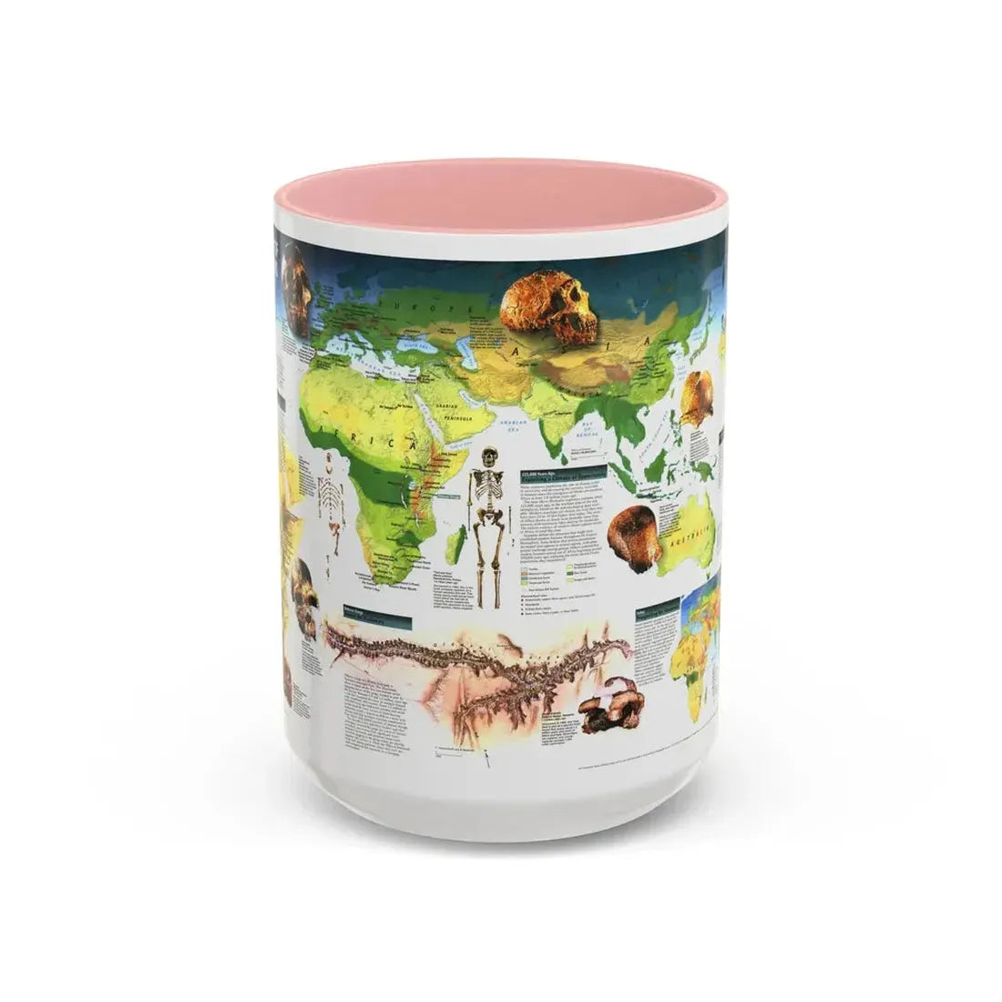 World Map - Dawn of Humans (1997) (Map) Accent Coffee Mug 15oz Pink - Go Mug Yourself