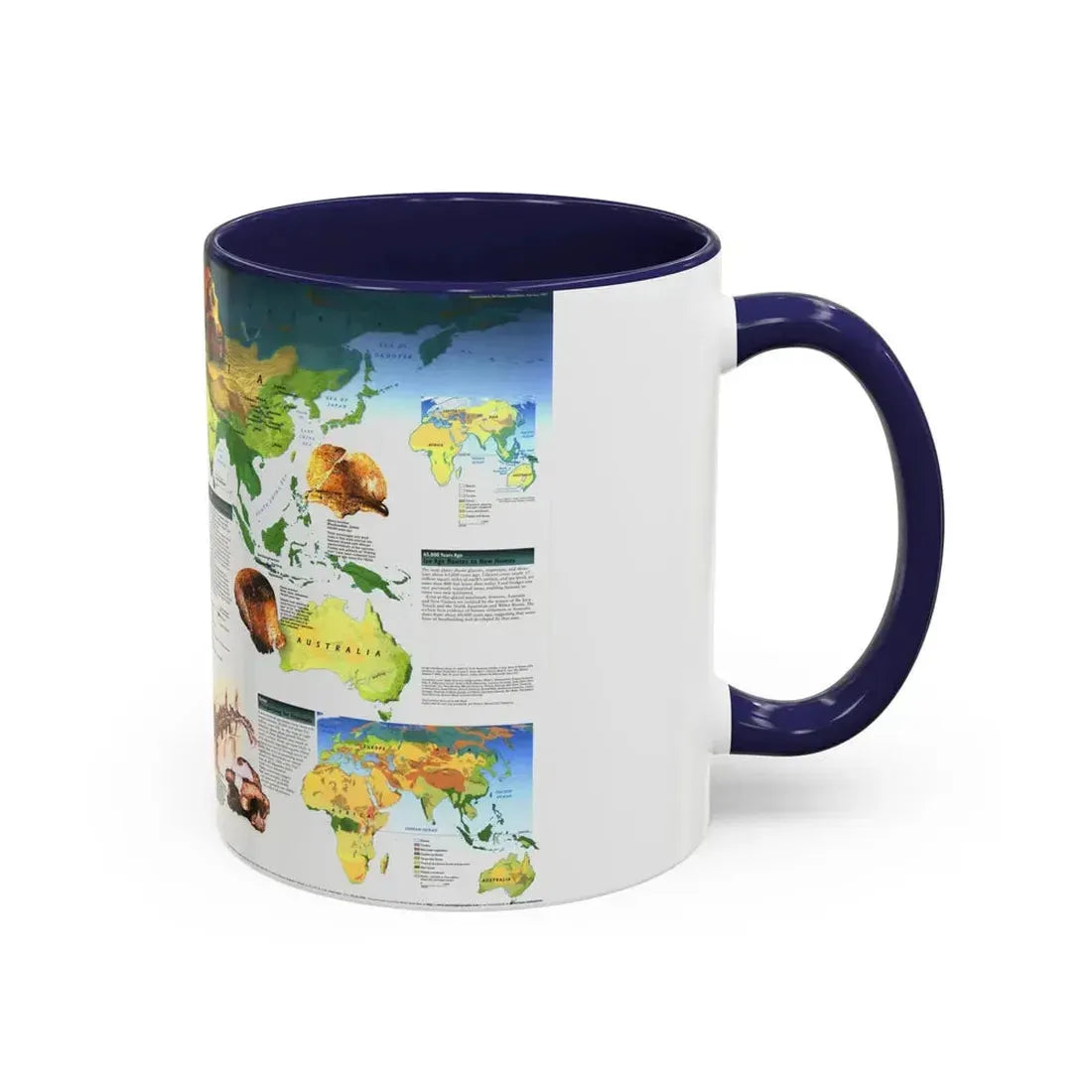 World Map - Dawn of Humans (1997) (Map) Accent Coffee Mug - Go Mug Yourself