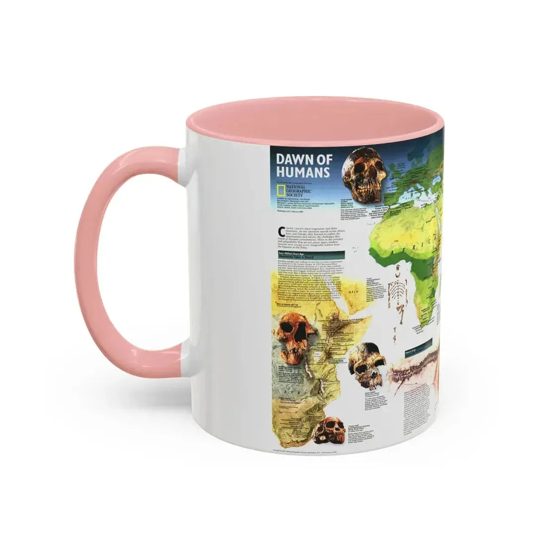 World Map - Dawn of Humans (1997) (Map) Accent Coffee Mug - Go Mug Yourself