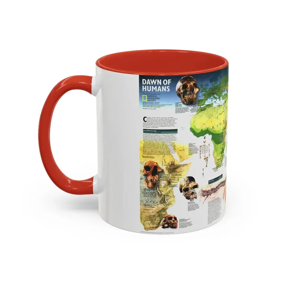 World Map - Dawn of Humans (1997) (Map) Accent Coffee Mug - Go Mug Yourself