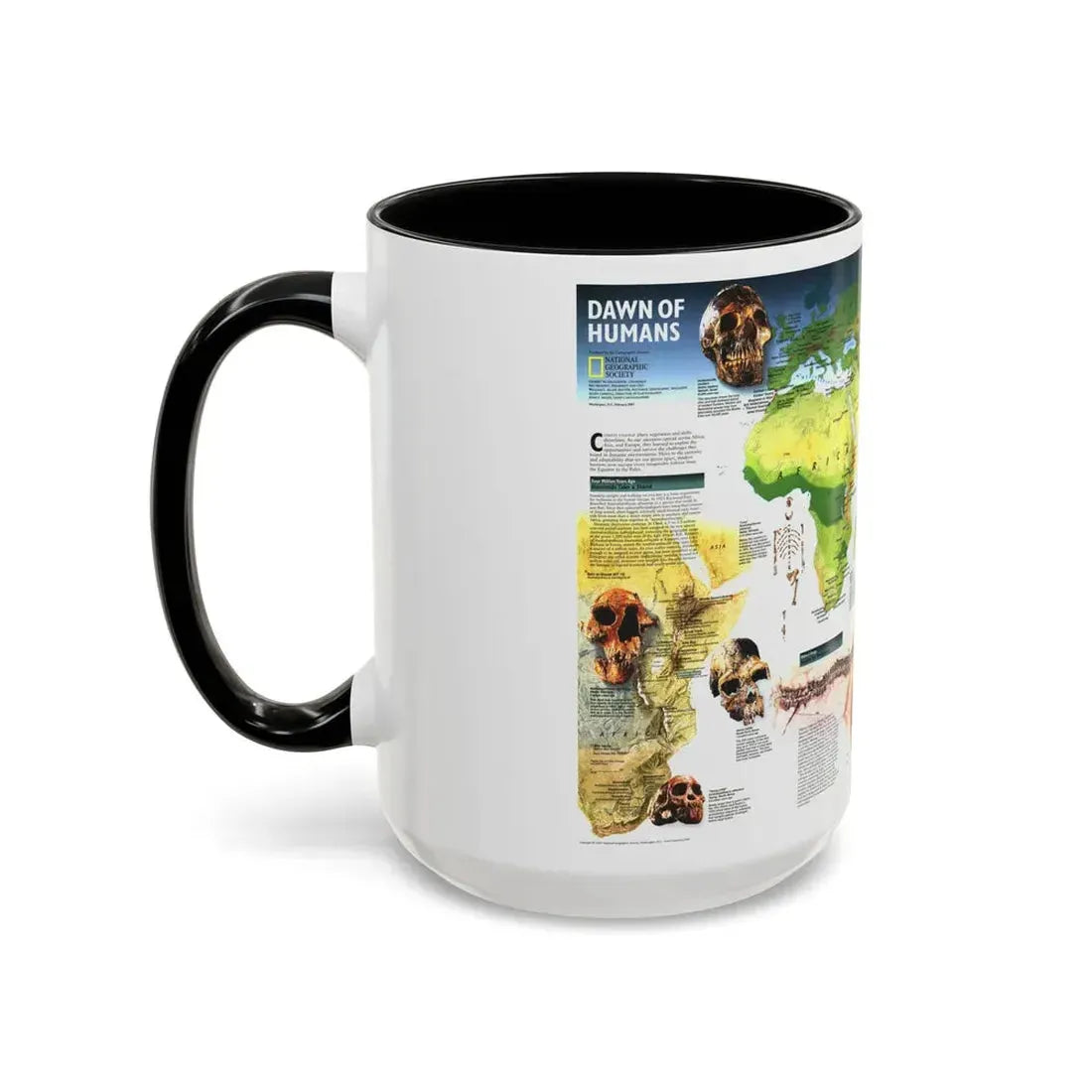 World Map - Dawn of Humans (1997) (Map) Accent Coffee Mug - Go Mug Yourself