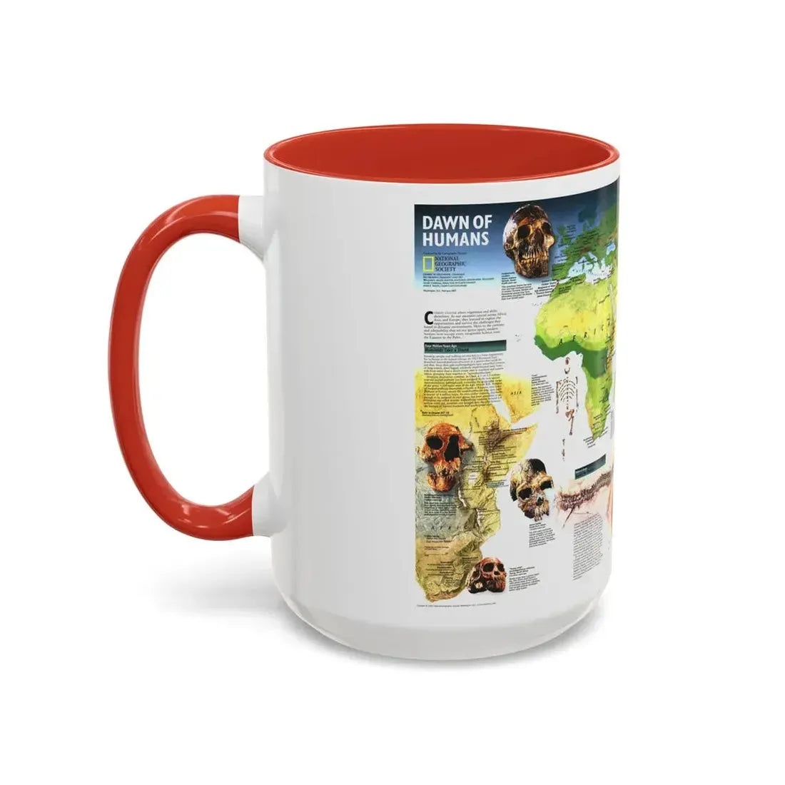 World Map - Dawn of Humans (1997) (Map) Accent Coffee Mug - Go Mug Yourself