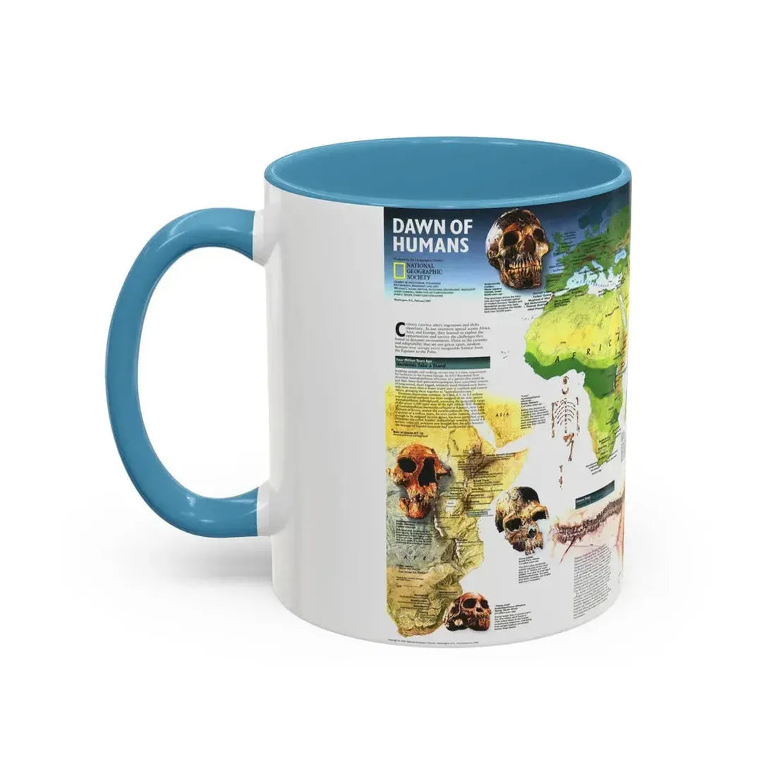 World Map - Dawn of Humans (1997) (Map) Accent Coffee Mug - Go Mug Yourself