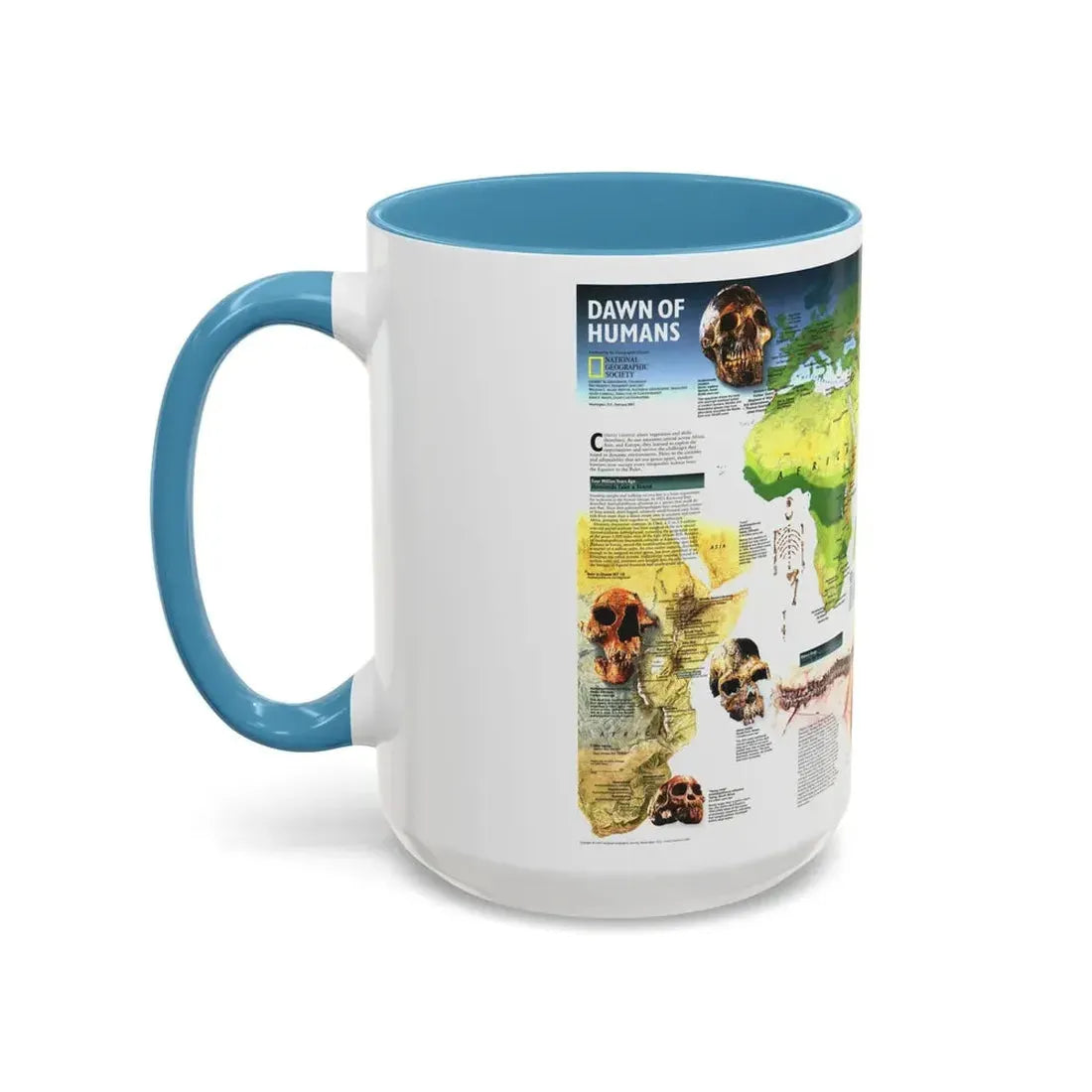 World Map - Dawn of Humans (1997) (Map) Accent Coffee Mug - Go Mug Yourself