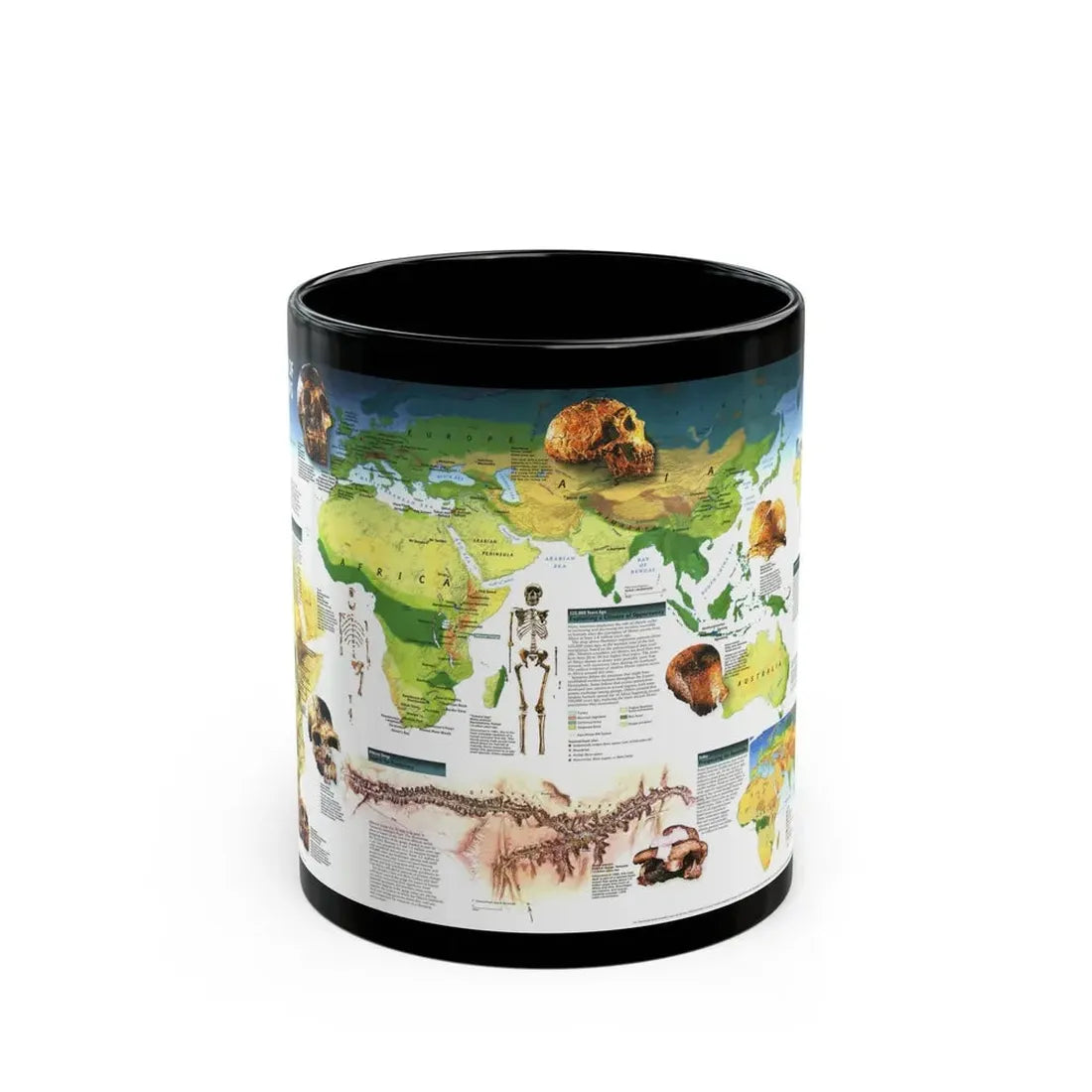 World Map - Dawn of Humans (1997) (Map) Black Coffee Mug 11oz - Go Mug Yourself
