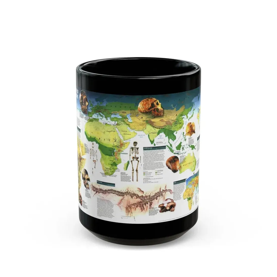 World Map - Dawn of Humans (1997) (Map) Black Coffee Mug 15oz - Go Mug Yourself