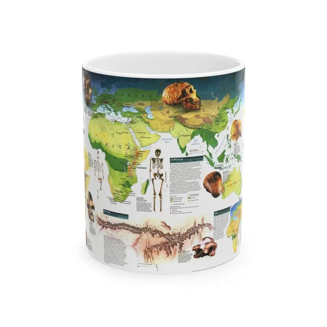 World Map - Dawn of Humans (1997) (Map) White Coffee Mug 11oz - Go Mug Yourself
