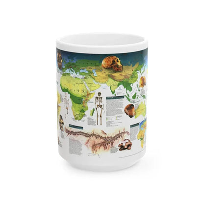 World Map - Dawn of Humans (1997) (Map) White Coffee Mug 15oz - Go Mug Yourself
