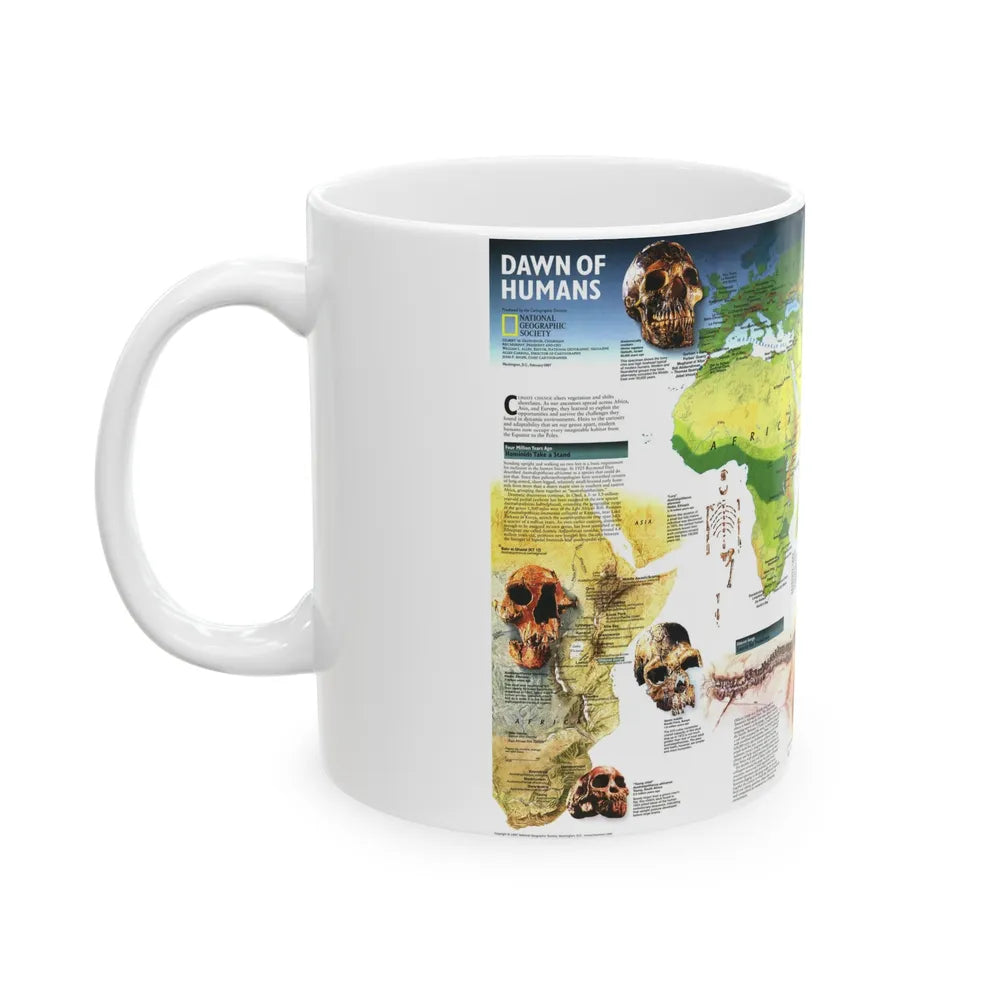 World Map - Dawn of Humans (1997) (Map) White Coffee Mug-Go Mug Yourself