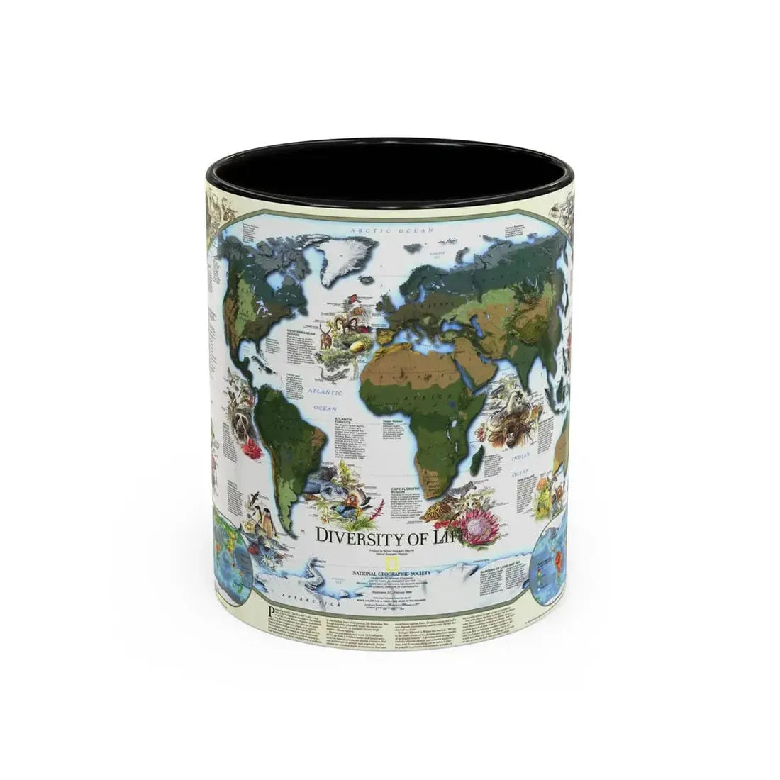 World Map - Diversity of Life (1999) (Map) Accent Coffee Mug 11oz Black - Go Mug Yourself